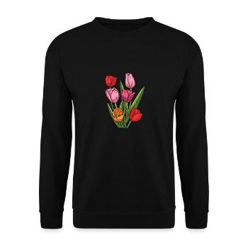 Tulpen Strauß Tulpen - Unisex Pullover - Schwarz - Vorne - Alina (178cm) & Michal (187cm)