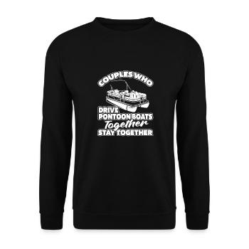 Pontonboot Paar - Unisex Pullover - Schwarz - Vorne - Alina (178cm) & Michal (187cm)