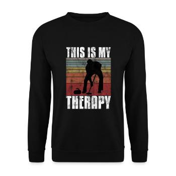 Curling is my Therapy Curler Eisstockschießen - Unisex Sweatshirt - black - Front - Alina (178cm) & Michal (187cm)