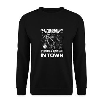 Physician Assistant Stethoscope - Unisex Sweatshirt - black - Front - Alina (178cm) & Michal (187cm)
