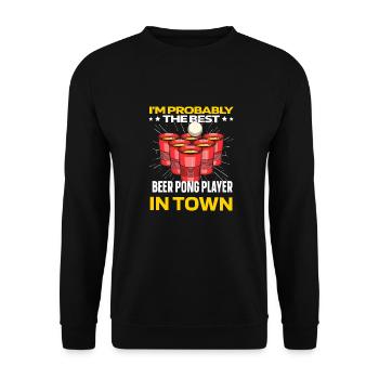 Beerpong Beer Ball Flunky Ball - Unisex Sweatshirt - black - Front - Alina (178cm) & Michal (187cm)