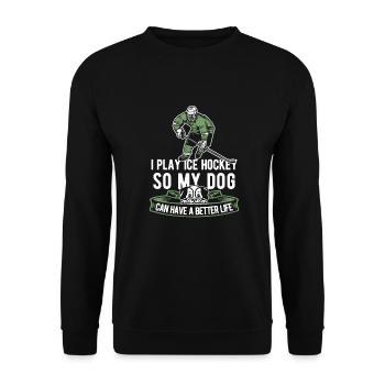 Eishockey Hund - Unisex Pullover - Schwarz - Vorne - Alina (178cm) & Michal (187cm)