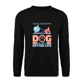 Pilates Hund - Unisex Pullover - Schwarz - Vorne - Alina (178cm) & Michal (187cm)