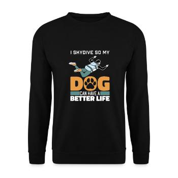 Parachutist Parachuting Dog - Unisex Sweatshirt - black - Front - Alina (178cm) & Michal (187cm)