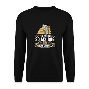 Flutist Flute Dog - Unisex Sweatshirt - black - Front - Alina (178cm) & Michal (187cm)