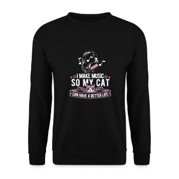 Tontechniker Toningenieur Katze - Unisex Pullover - Schwarz - Vorne - Alina (178cm) & Michal (187cm)