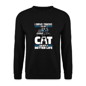 Truck Driver Trucker Truck Driver Cat - Unisex Sweatshirt - black - Front - Alina (178cm) & Michal (187cm)