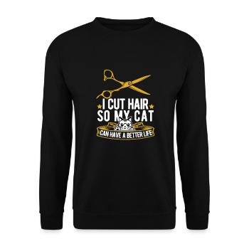 Barber Barbershop Cat - Unisex Sweatshirt - black - Front - Alina (178cm) & Michal (187cm)