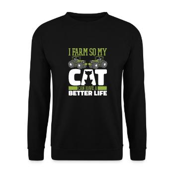 Agriculteur Agriculteur Chat - Sweat-shirt Unisexe - noir - Devant - Alina (178cm) & Michal (187cm)