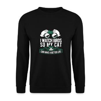 Chat ornithologue - Sweat-shirt Unisexe - noir - Devant - Alina (178cm) & Michal (187cm)