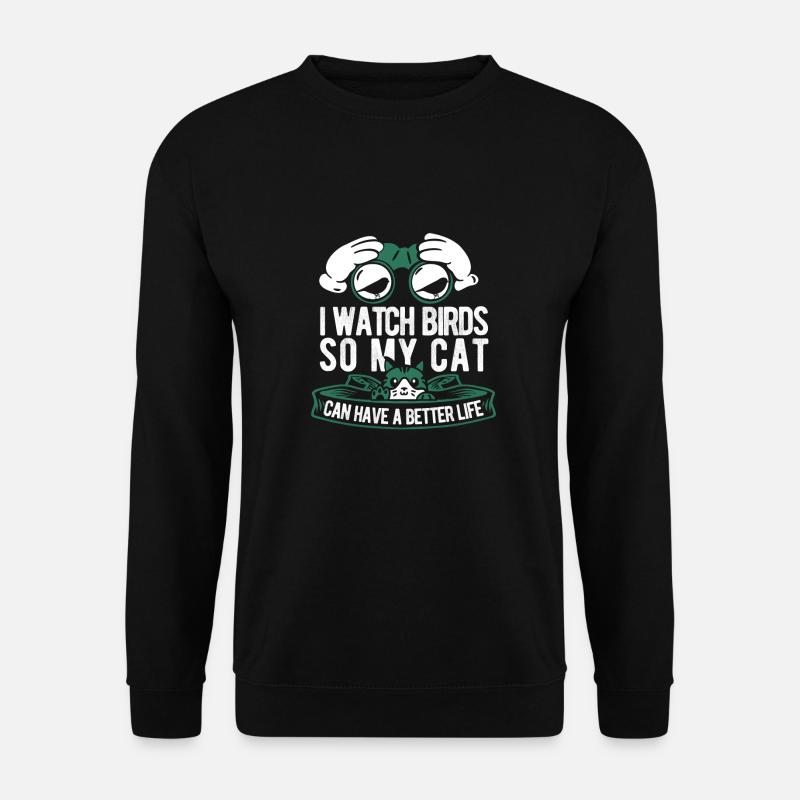 Birdwatcher Cat - Unisex Sweatshirt - black