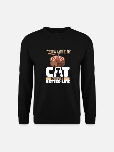 Axe Throwing Axe Thrower Cat - Unisex Sweatshirt - black
