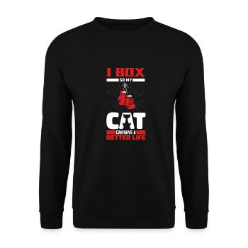 Boxen Boxer Katze - Unisex Pullover - Schwarz - Vorne - Alina (178cm) & Michal (187cm)
