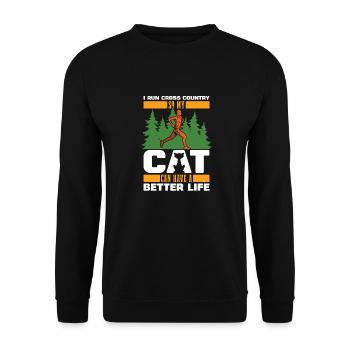Xc Läufer Cross Country Running Katze - Unisex Pullover - Schwarz - Vorne - Alina (178cm) & Michal (187cm)