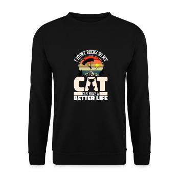 Parachutist Parachutist Cat - Unisex Sweatshirt - black - Front - Alina (178cm) & Michal (187cm)
