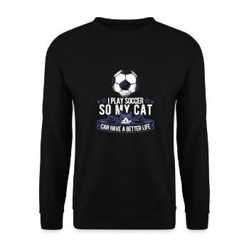 Football Footballer Cat - Unisex Sweatshirt - black - Front - Alina (178cm) & Michal (187cm)