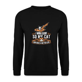 Windsurfing Windsurfer Cat - Unisex Sweatshirt - black - Front - Alina (178cm) & Michal (187cm)