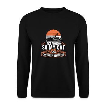 Bateau ponton chat - Sweat-shirt Unisexe - noir - Devant - Alina (178cm) & Michal (187cm)