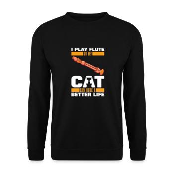 Flutist Flute Cat - Unisex Sweatshirt - black - Front - Alina (178cm) & Michal (187cm)