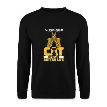 Saxophone Saxophone Cat - Sweat-shirt Unisexe - noir - Devant - Alina (178cm) & Michal (187cm)
