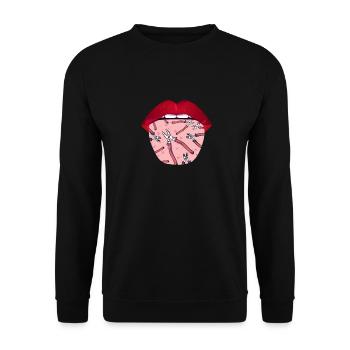 Electrician Electronics Technician Tongue - Unisex Sweatshirt - black - Front - Alina (178cm) & Michal (187cm)