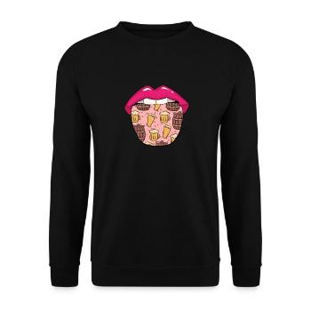 Hobby Brewer Beer Craft Beer Tongue - Unisex Sweatshirt - black - Front - Alina (178cm) & Michal (187cm)