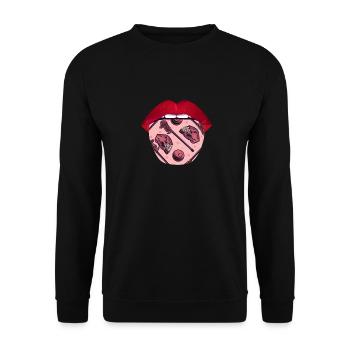 Lacrosse Zunge - Unisex Pullover - Schwarz - Vorne - Alina (178cm) & Michal (187cm)