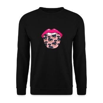 Teckel Langue de teckel - Sweat-shirt Unisexe - noir - Devant - Alina (178cm) & Michal (187cm)
