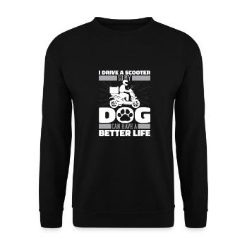 Motorroller Hund - Unisex Pullover - Schwarz - Vorne - Alina (178cm) & Michal (187cm)