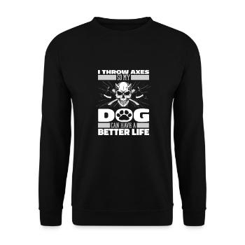 Axe Throwing Axe Thrower Dog - Unisex Sweatshirt - black - Front - Alina (178cm) & Michal (187cm)
