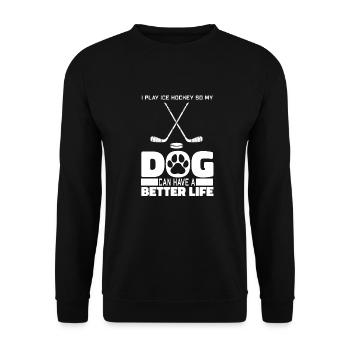 Eishockey Hund - Unisex Pullover - Schwarz - Vorne - Alina (178cm) & Michal (187cm)