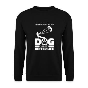 Kitesurfer Kitesurfen Kiten Kitesurfing Hund - Unisex Pullover - Schwarz - Vorne - Alina (178cm) & Michal (187cm)