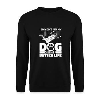 Parachutist Parachuting Dog - Unisex Sweatshirt - black - Front - Alina (178cm) & Michal (187cm)