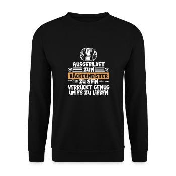 Backen Bäcker Bäckerei Bäckermeister - Unisex Pullover - Schwarz - Vorne - Alina (178cm) & Michal (187cm)