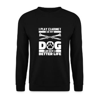 Clarinet Clarinetist Dog - Unisex Sweatshirt - black - Front - Alina (178cm) & Michal (187cm)