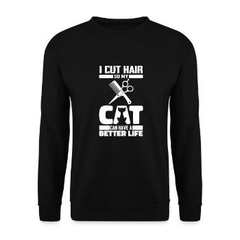 Barber Barbershop Cat - Unisex Sweatshirt - black - Front - Alina (178cm) & Michal (187cm)