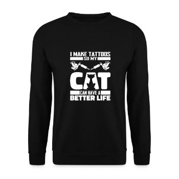 Tattoo Artist Tattoo Cat - Unisex Sweatshirt - black - Front - Alina (178cm) & Michal (187cm)