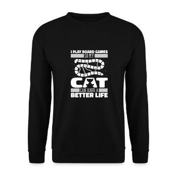 Board game board game cat - Unisex Sweatshirt - black - Front - Alina (178cm) & Michal (187cm)