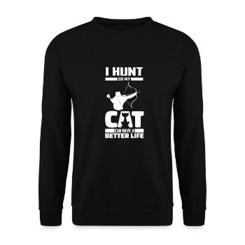 Bowhunting Bowhunter Cat - Unisex Sweatshirt - black - Front - Alina (178cm) & Michal (187cm)