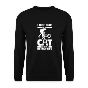 Bmx Bmx Biker Katze - Unisex Pullover - Schwarz - Vorne - Alina (178cm) & Michal (187cm)