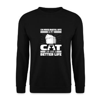 Mixed Martial Arts Katze - Unisex Pullover - Schwarz - Vorne - Alina (178cm) & Michal (187cm)