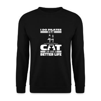 Pilates Katze - Unisex Pullover - Schwarz - Vorne - Alina (178cm) & Michal (187cm)