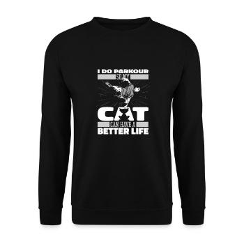 Parkour Katze - Unisex Pullover - Schwarz - Vorne - Alina (178cm) & Michal (187cm)