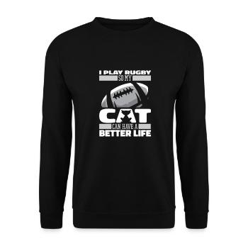 Rugby Katze - Unisex Pullover - Schwarz - Vorne - Alina (178cm) & Michal (187cm)