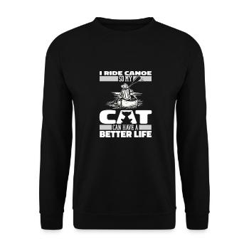 Kanu Kanute Katze - Unisex Pullover - Schwarz - Vorne - Alina (178cm) & Michal (187cm)