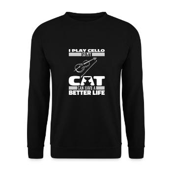 Cello Cellist Cat - Unisex Sweatshirt - black - Front - Alina (178cm) & Michal (187cm)
