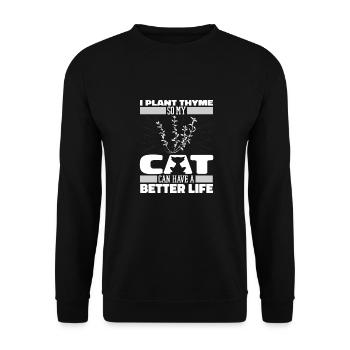 Thyme Herb Cat - Unisex Sweatshirt - black - Front - Alina (178cm) & Michal (187cm)