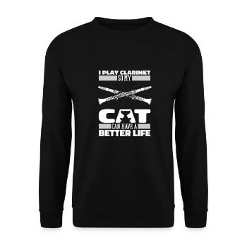 Clarinet Clarinetist Cat - Unisex Sweatshirt - black - Front - Alina (178cm) & Michal (187cm)