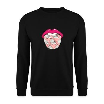 Garlic Knobi Knofi Lips - Unisex Sweatshirt - black - Front - Alina (178cm) & Michal (187cm)