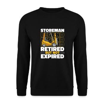 Lagerist Lagerarbeiter Im Ruhestand - Unisex Pullover - Schwarz - Vorne - Alina (178cm) & Michal (187cm)